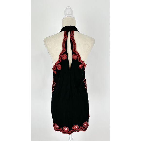 Cleobella Womens Halter Neck Sleeveless Dress Embroidered Floral Size M Black - Picture 5 of 11